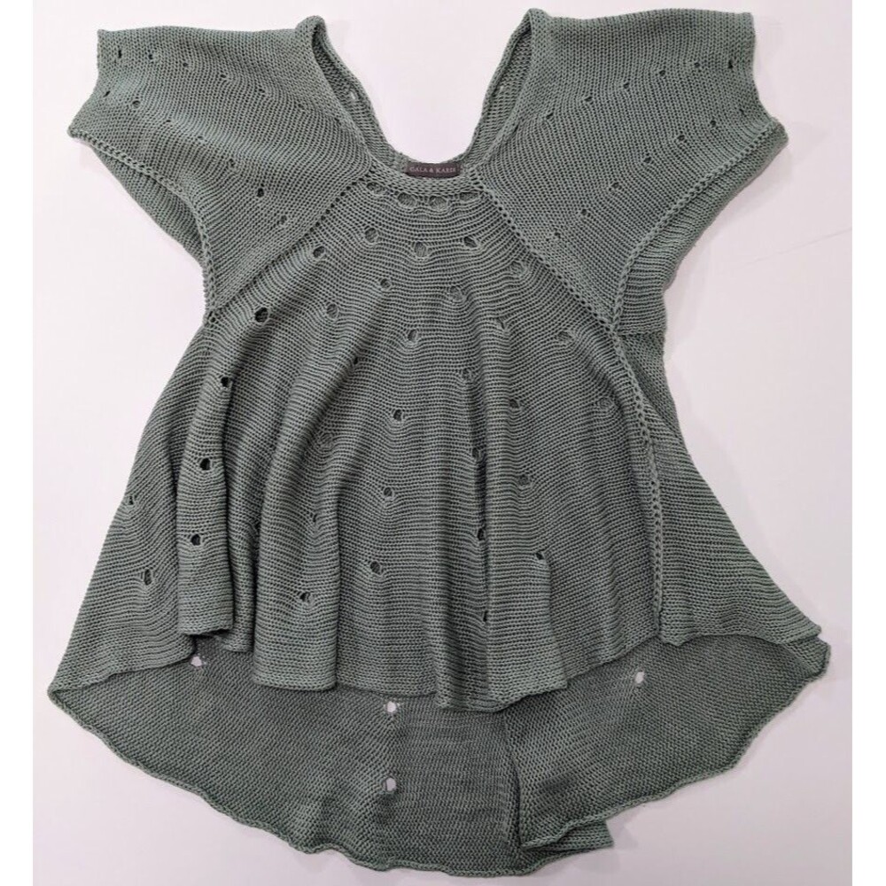 Gala & Kardi Handmade Women's Knit Top Size Small Sage Green Boho Style